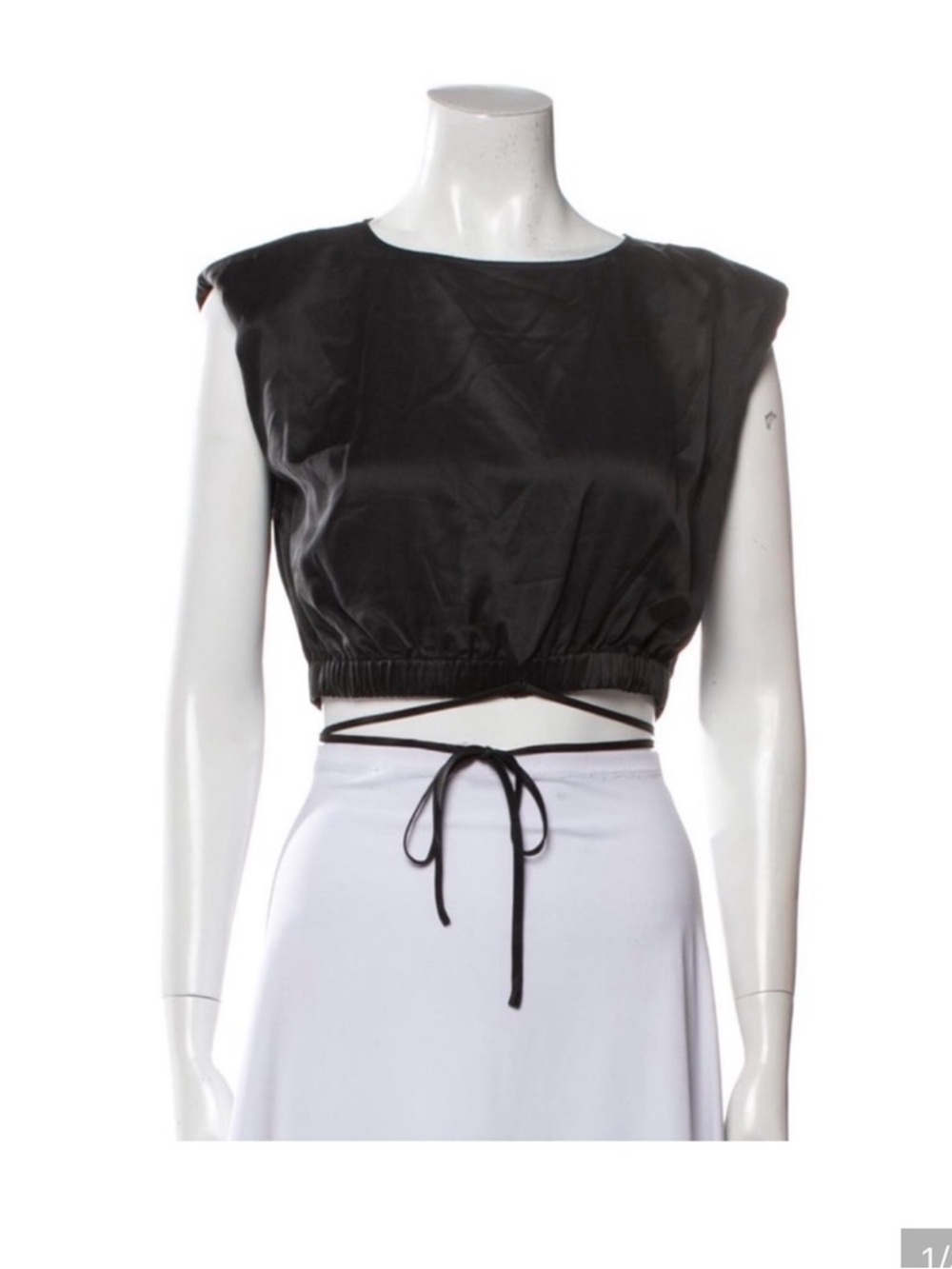 NICHOLAS Black Cropped Tie-Waist Sleeveless Top